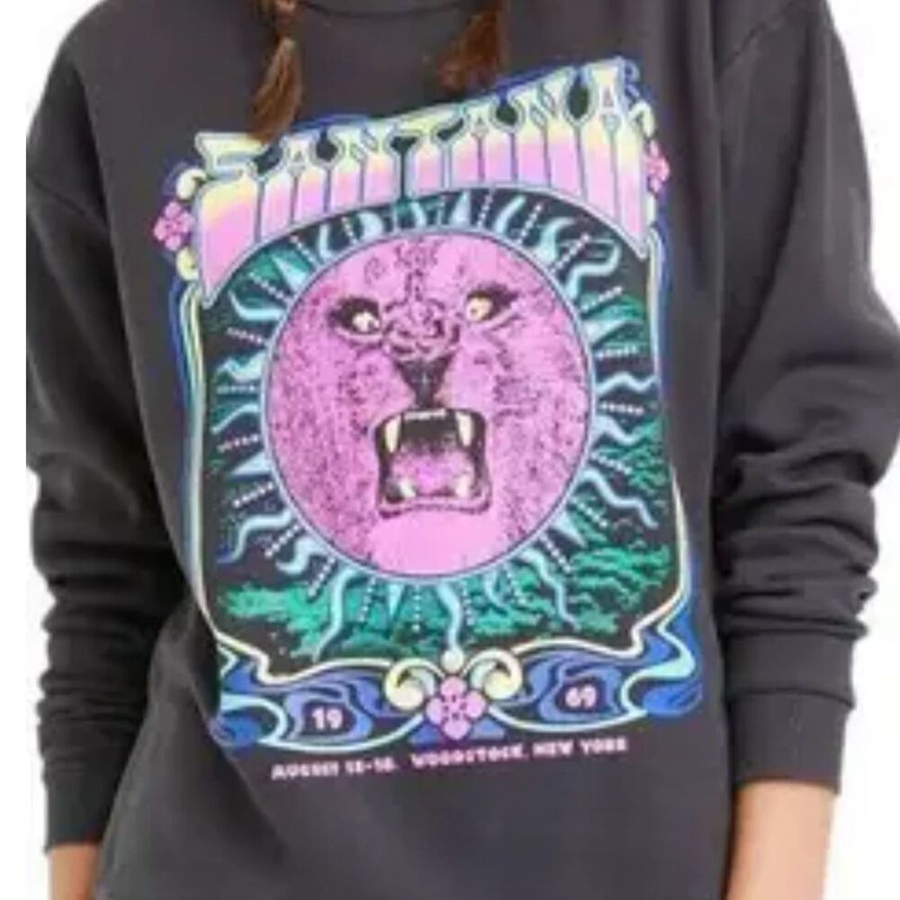 Carlos by Carlos Santana Black Graphic Woodstock 1969 Sweatshirt Womens Size XXL